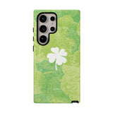 Green matte phone case adorned with a four-leaf clover, offering protection and a lucky charm to uplift your spirits. A thoughtful gift for positivity and style. PicaBright