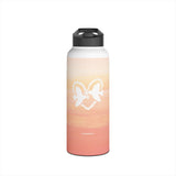 'Heart Doves of Love' Stainless Water Bottle with Straw Lid