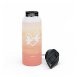 'Heart Doves of Love' Stainless Water Bottle with Straw Lid