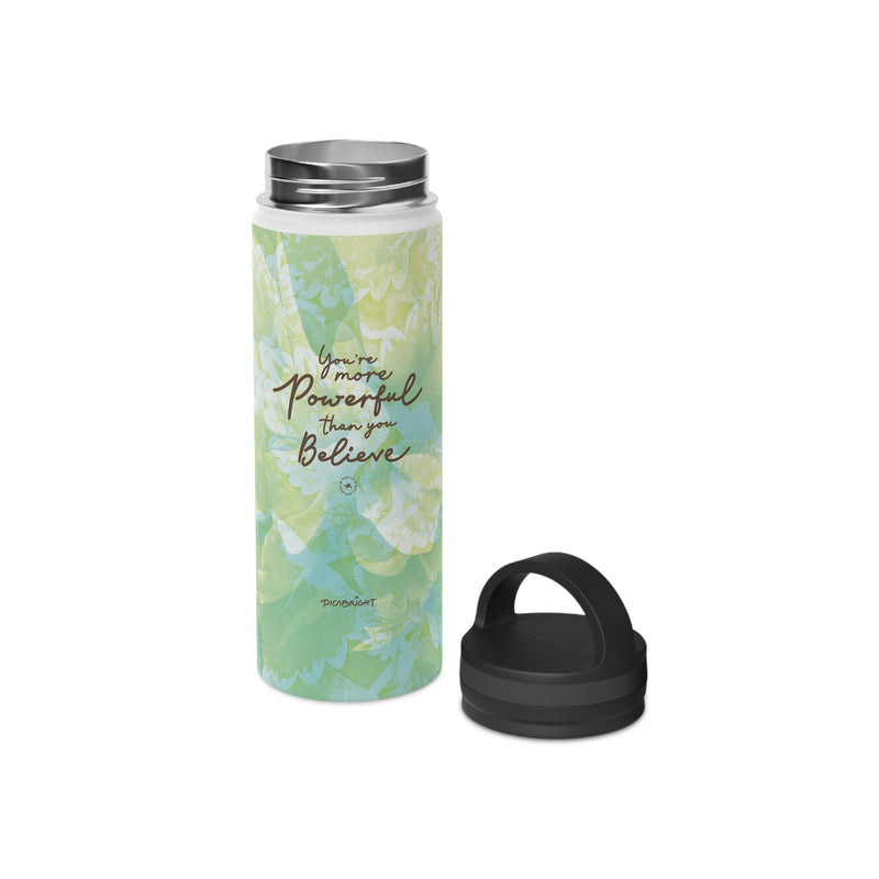 'Powerful Energy' Inspirational Stainless Steel Bottle, Handle Lid