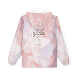 Show your strength and resilience with the 'Trust Yourself' windbreaker jacket, featuring a subtle pink blossom floral design. Lightweight and breathable, this jacket is perfect for those focused on self-care, personal growth, and embracing a positive mindset. A stylish reminder to trust your journey, offering both comfort and inspiration for everyday wear. PicaBright