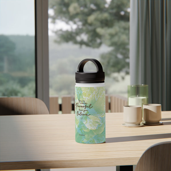 'Powerful Energy' Inspirational Stainless Steel Bottle, Handle Lid