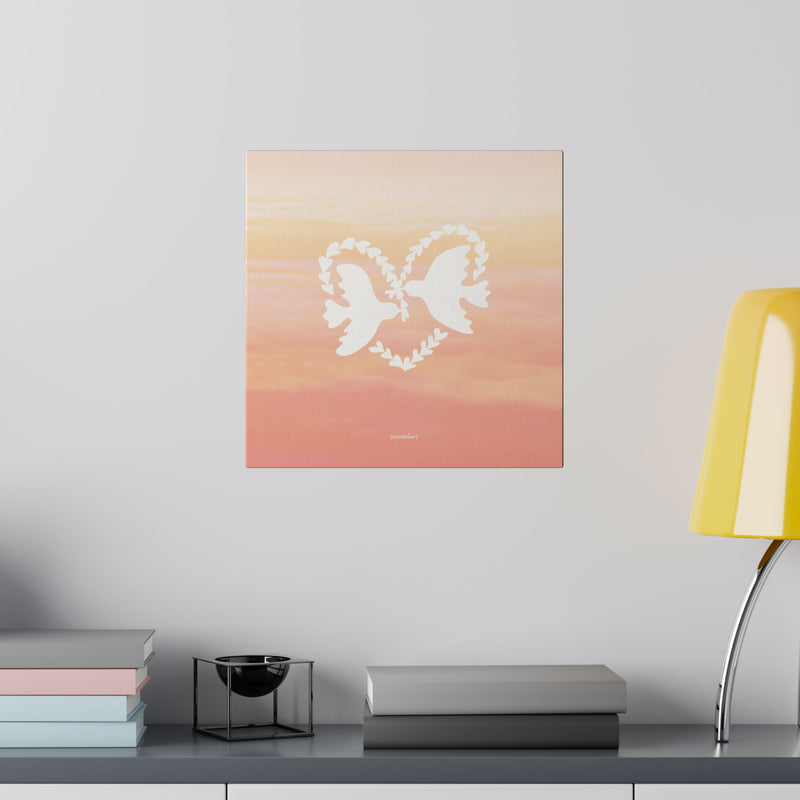 'Heart Doves of Love' Canvas Print Art