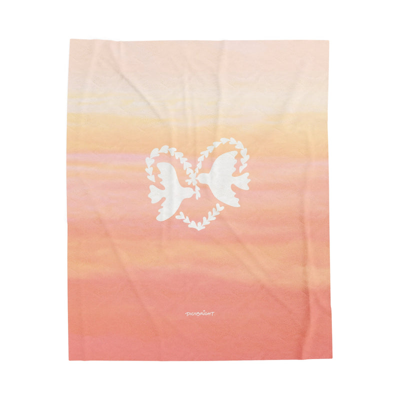 'Heart Doves of Love' Velveteen Blanket