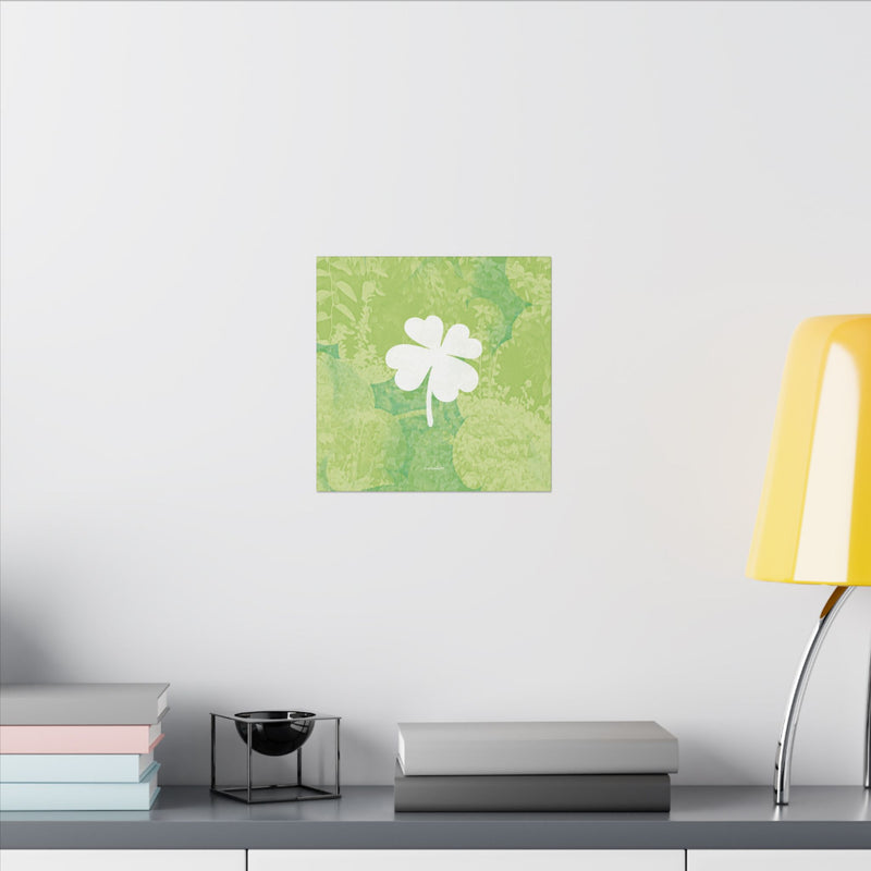 'Lucky Four-leaf Clover' Green Plant Canvas Art