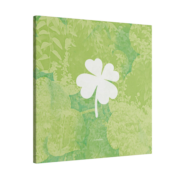 'Lucky Four-leaf Clover' Green Plant Canvas Art