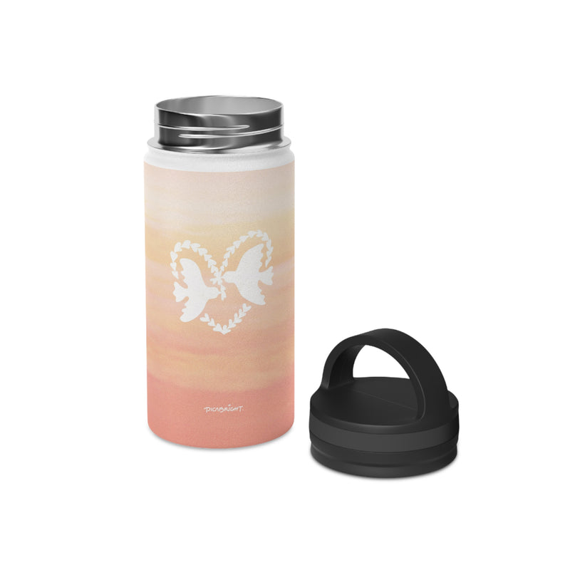 'Heart Doves of Love' Stainless Water Bottle with Handle Lid