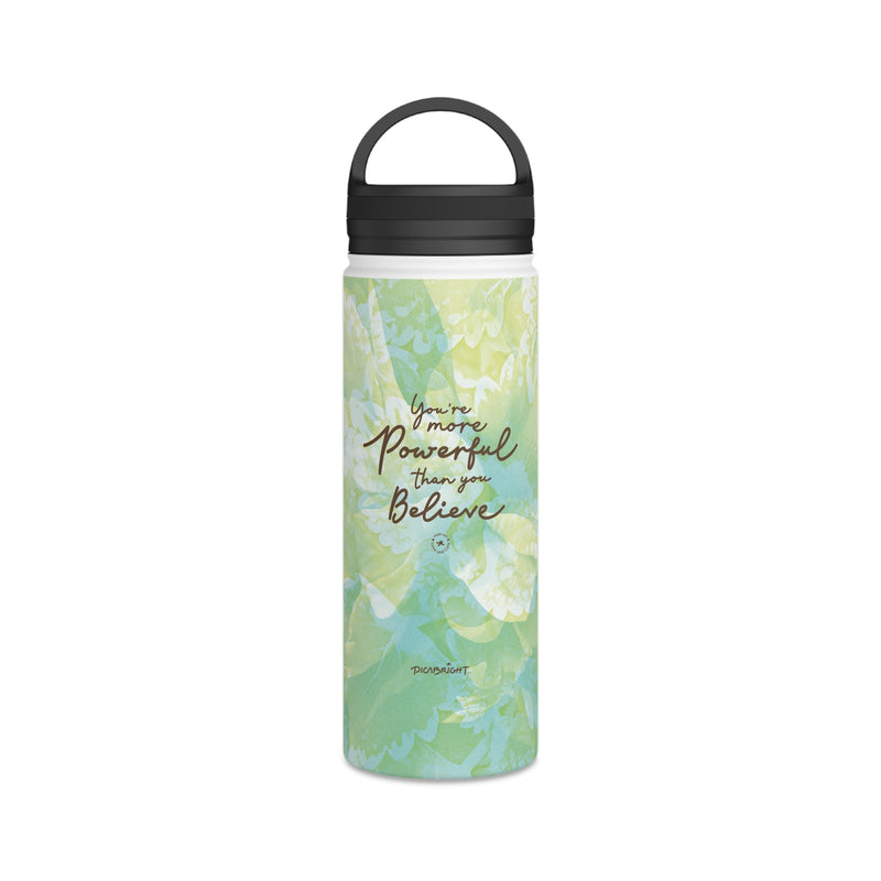 'Powerful Energy' Inspirational Stainless Steel Bottle, Handle Lid