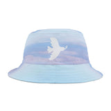 Embrace peace with the 'Peaceful Dove' bucket hat, featuring white dove and light blue cloud designs that provide style and a soothing presence. A wearable reminder to reduce stress and stay centered. PicaBright