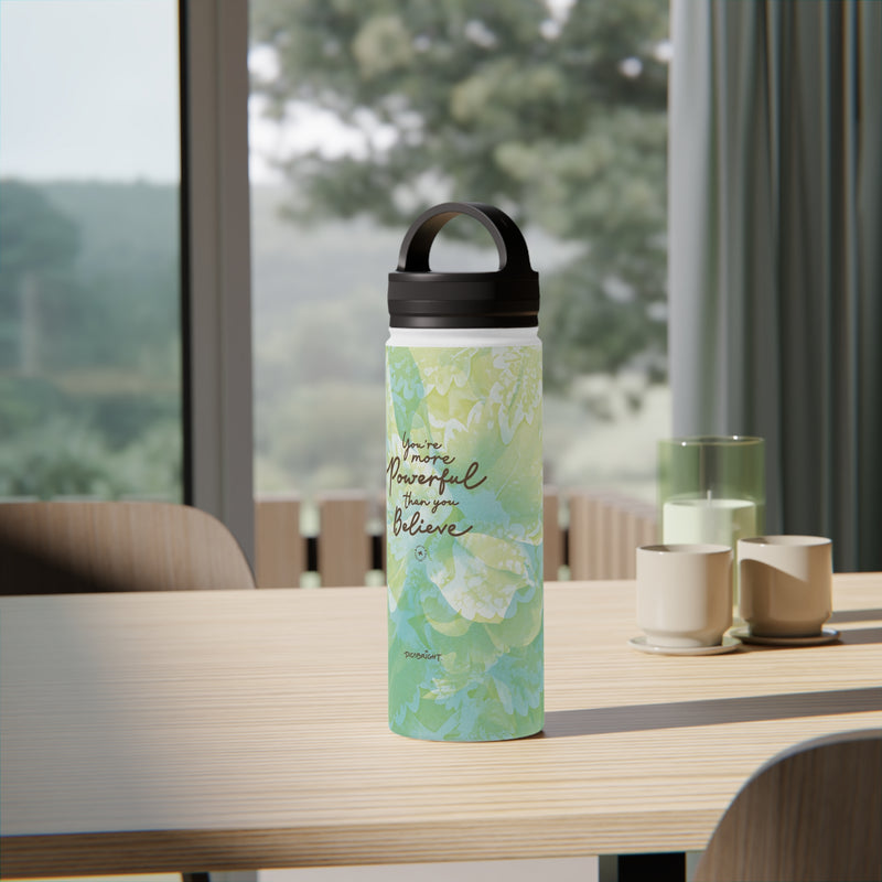 'Powerful Energy' Inspirational Stainless Steel Bottle, Handle Lid