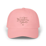 Embrace your journey with the 'Your Beautiful Days' embroidered pink cap, designed to inspire with motivational text. Perfect for individuals looking for positive affirmations and a stylish reminder to stay focused on their goals. PicaBright