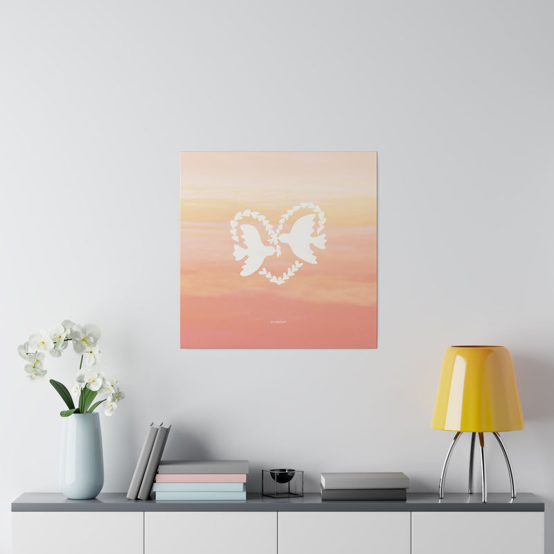 'Heart Doves of Love' Canvas Print Art