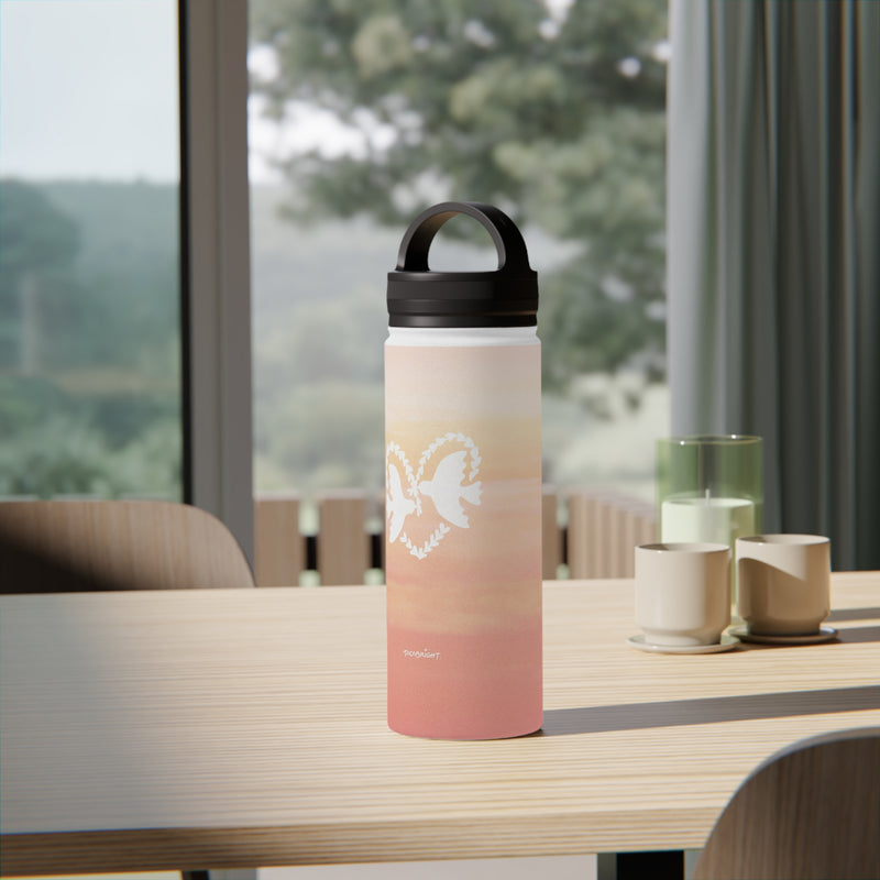 'Heart Doves of Love' Stainless Water Bottle with Handle Lid