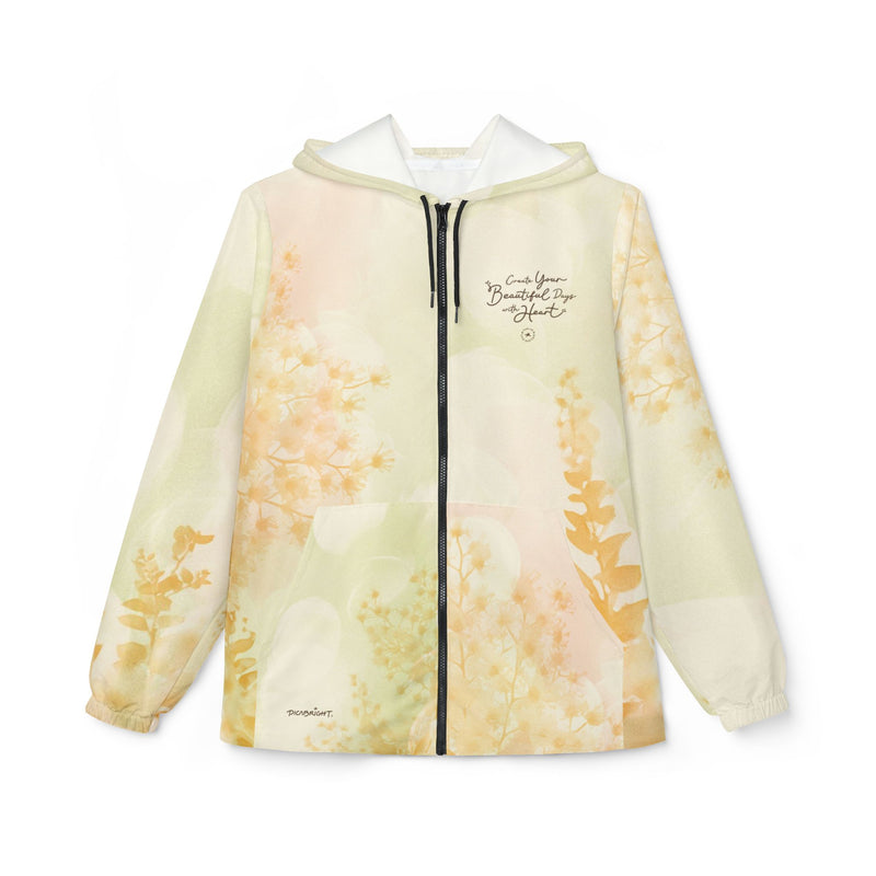 Stay active and inspired with the 'Your Beautiful Days' windbreaker jacket, featuring a fresh vibrant orange floral wonderland design. Perfect for outdoor activities, offering lightweight protection and a reminder to embrace positivity and growth. PicaBright