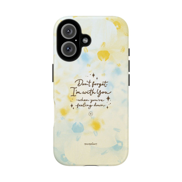 Encourage strength and hope with the 'With You Through It All' phone case, designed with soft white, yellow, and blue flowers. This protective accessory provides daily inspiration and reassurance for loved ones navigating emotional challenges. PicaBright