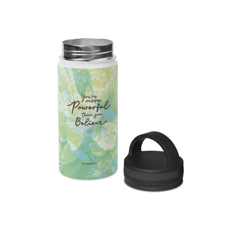 'Powerful Energy' Inspirational Stainless Steel Bottle, Handle Lid