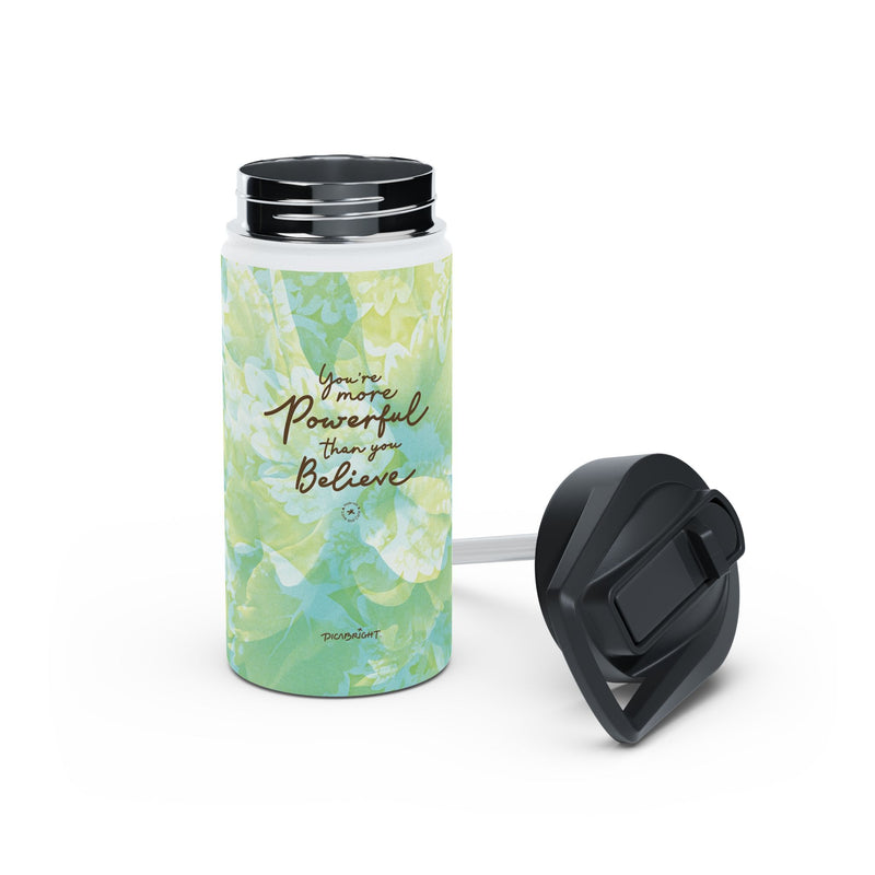 'Powerful Energy' Stainless Water Bottle with Straw Lid