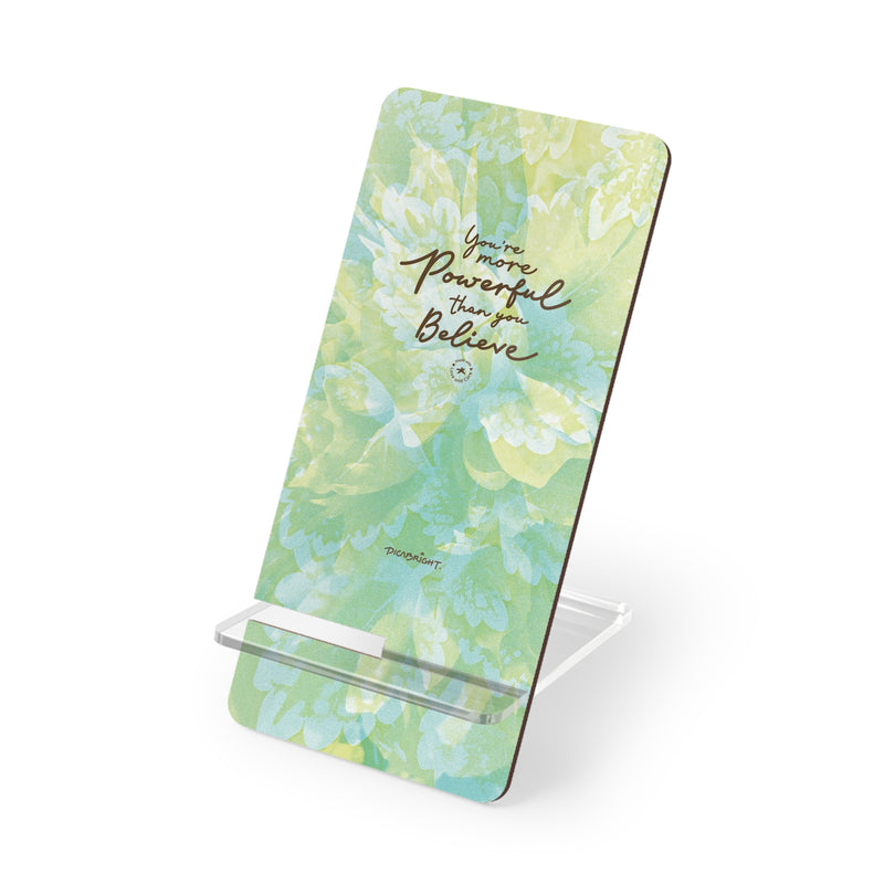 Powerful Energy blooming flowers mobile phone stand with soft green and blue floral design, offering a stable, stylish solution for hands-free use. Perfect for enhancing productivity, video calls, and mindful living. PicaBright.