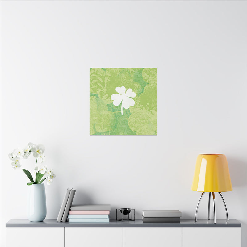 'Lucky Four-leaf Clover' Green Plant Canvas Art