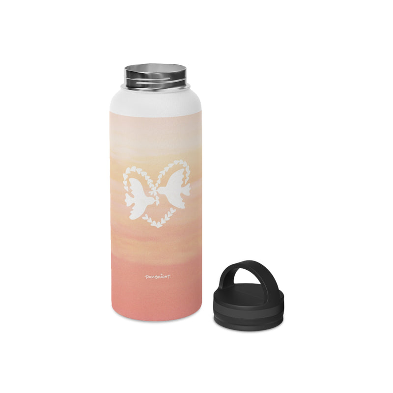 'Heart Doves of Love' Stainless Water Bottle with Handle Lid