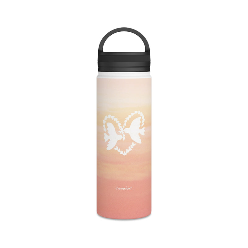 'Heart Doves of Love' Stainless Water Bottle with Handle Lid