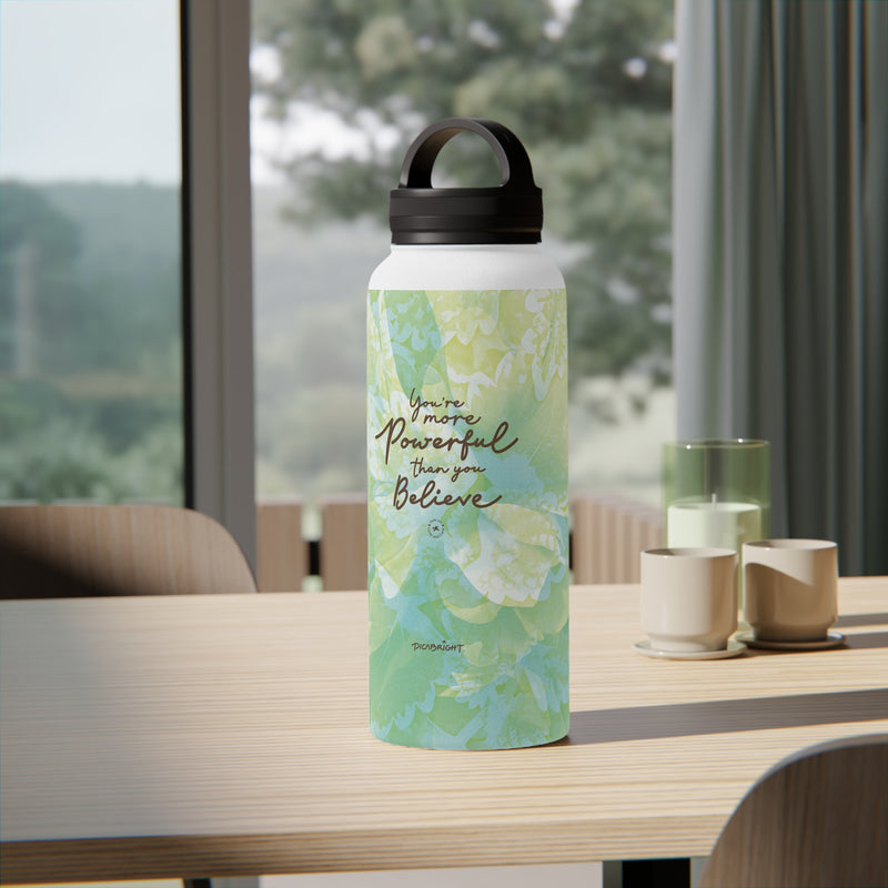 'Powerful Energy' Inspirational Stainless Steel Bottle, Handle Lid