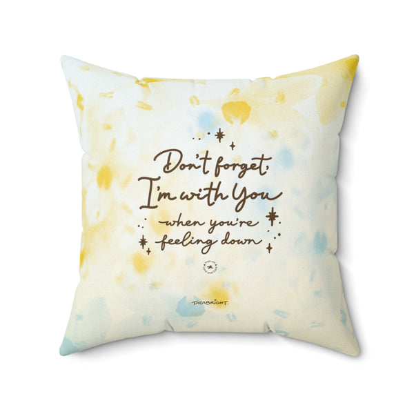 Provide comfort and care with the 'With You Through It All' square pillow, showcasing a soothing white, yellow, and blue floral pattern. Perfect for reminding loved ones facing emotional distress that they are cherished and supported every step of the way. PicaBright