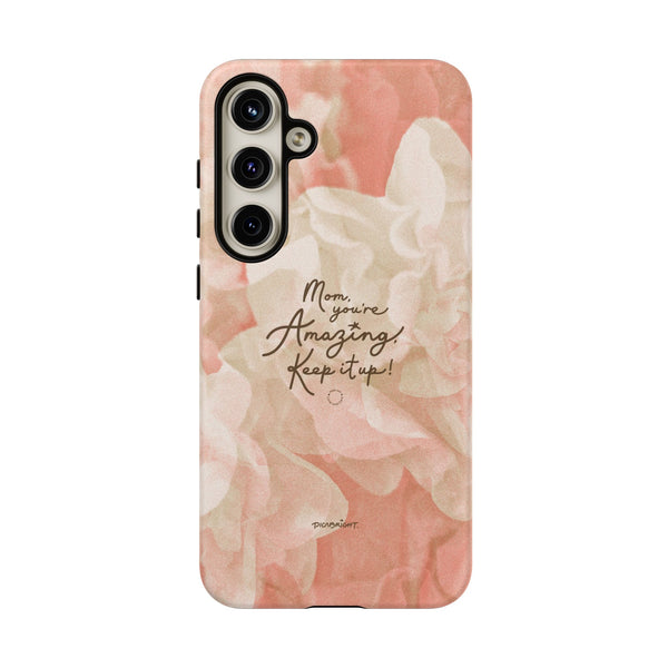 Show mom how much she’s cherished with the 'You're Amazing Mom' phone case, featuring a delicate pink, red, and sand color floral pattern. Designed to protect her device while offering a positive reminder of her incredible strength and love. A perfect blend of style and emotional support. PicaBright