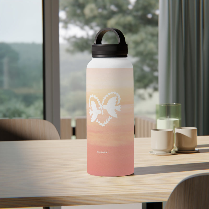 'Heart Doves of Love' Stainless Water Bottle with Handle Lid