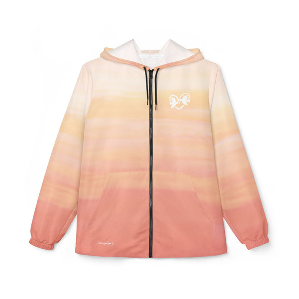 Stay cozy in the ‘Heart Doves of Love’ windbreaker jacket, adorned with doves in a heart and soft pink-orange clouds. Lightweight, stylish and perfect for cultivating peace and harmony. PicaBright