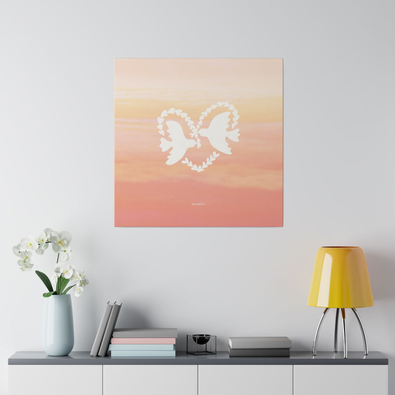 'Heart Doves of Love' Canvas Print Art