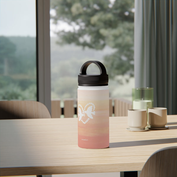 'Heart Doves of Love' Stainless Water Bottle with Handle Lid